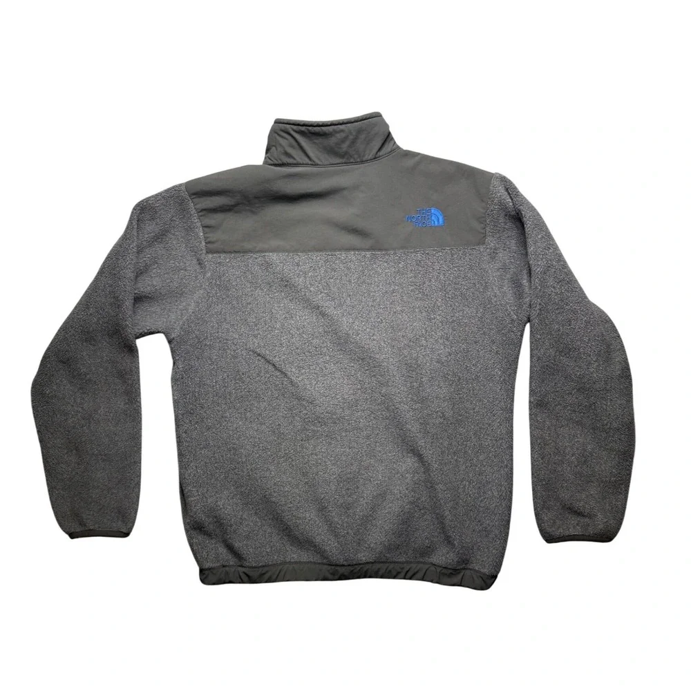 The North Face Fleece Denali Jacket Boys Youth L 14/16 Zip Up Gray Blue Polartec